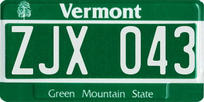 VT license plate ZJX043