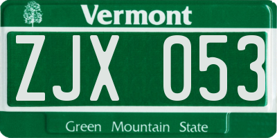 VT license plate ZJX053
