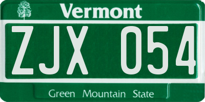 VT license plate ZJX054