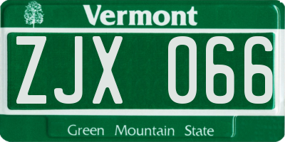 VT license plate ZJX066
