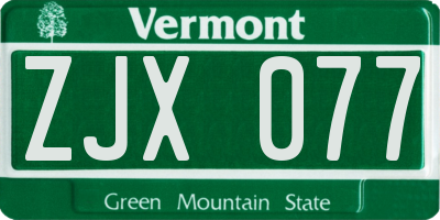 VT license plate ZJX077