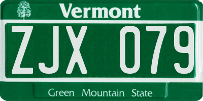 VT license plate ZJX079