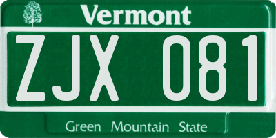 VT license plate ZJX081