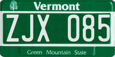 VT license plate ZJX085