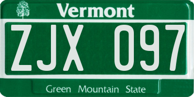 VT license plate ZJX097
