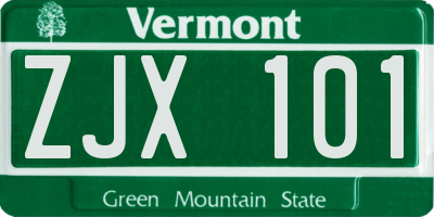 VT license plate ZJX101