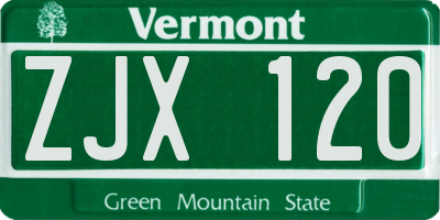 VT license plate ZJX120