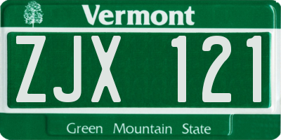 VT license plate ZJX121