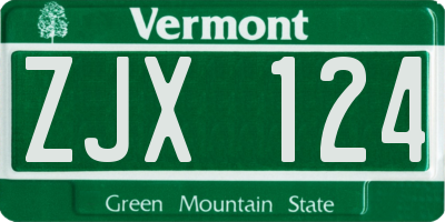 VT license plate ZJX124