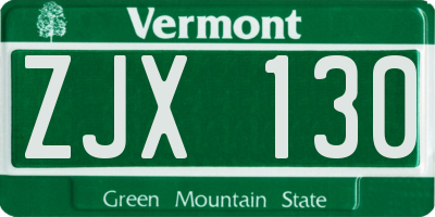 VT license plate ZJX130