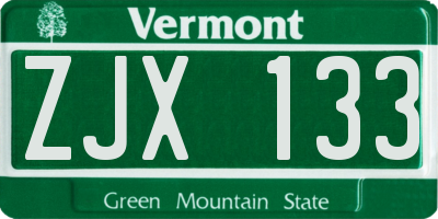VT license plate ZJX133