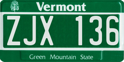 VT license plate ZJX136