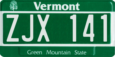 VT license plate ZJX141