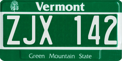 VT license plate ZJX142