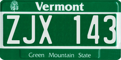 VT license plate ZJX143