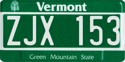 VT license plate ZJX153