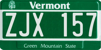 VT license plate ZJX157
