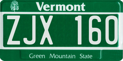 VT license plate ZJX160