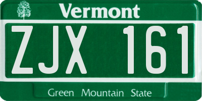 VT license plate ZJX161