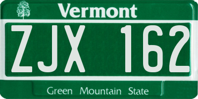 VT license plate ZJX162