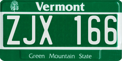 VT license plate ZJX166