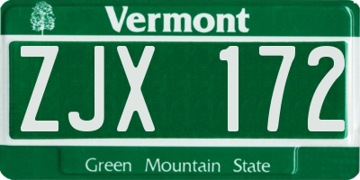 VT license plate ZJX172