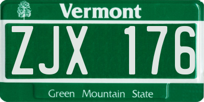 VT license plate ZJX176