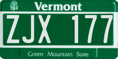 VT license plate ZJX177