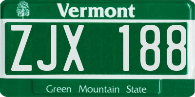VT license plate ZJX188