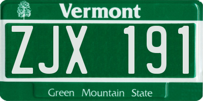 VT license plate ZJX191