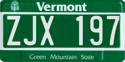VT license plate ZJX197