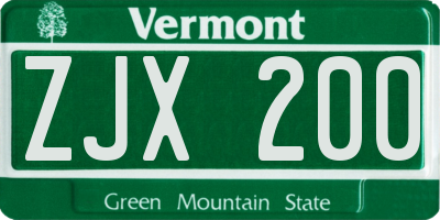 VT license plate ZJX200
