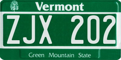 VT license plate ZJX202