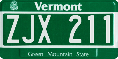 VT license plate ZJX211