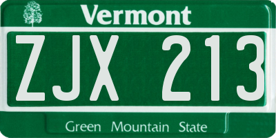 VT license plate ZJX213