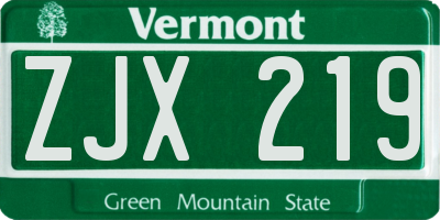 VT license plate ZJX219