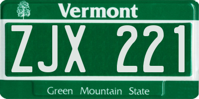 VT license plate ZJX221