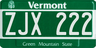 VT license plate ZJX222
