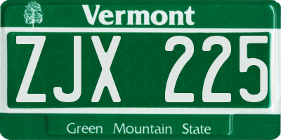 VT license plate ZJX225