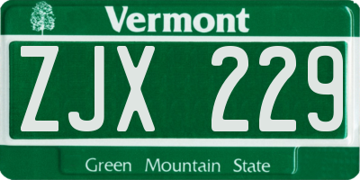 VT license plate ZJX229