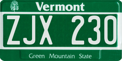 VT license plate ZJX230