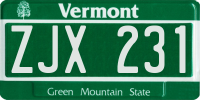 VT license plate ZJX231