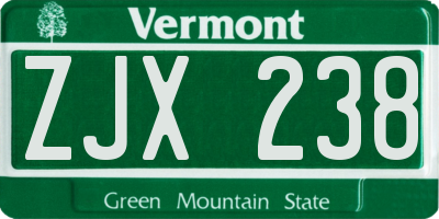 VT license plate ZJX238