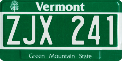 VT license plate ZJX241