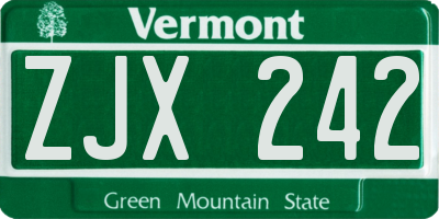 VT license plate ZJX242