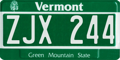VT license plate ZJX244