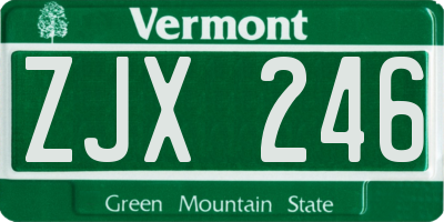 VT license plate ZJX246
