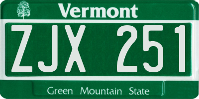 VT license plate ZJX251