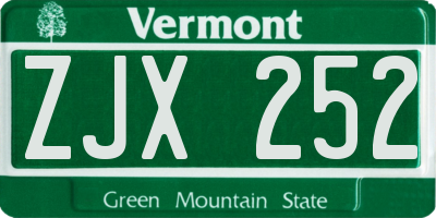 VT license plate ZJX252