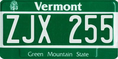 VT license plate ZJX255